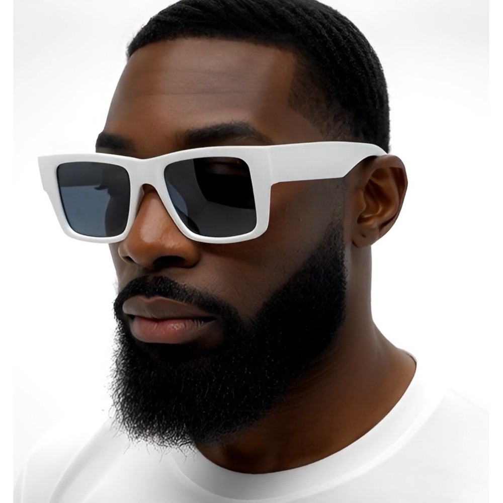 Street Wear 80's 90's Classic Model Square Men Sunglasses White Frame Protection